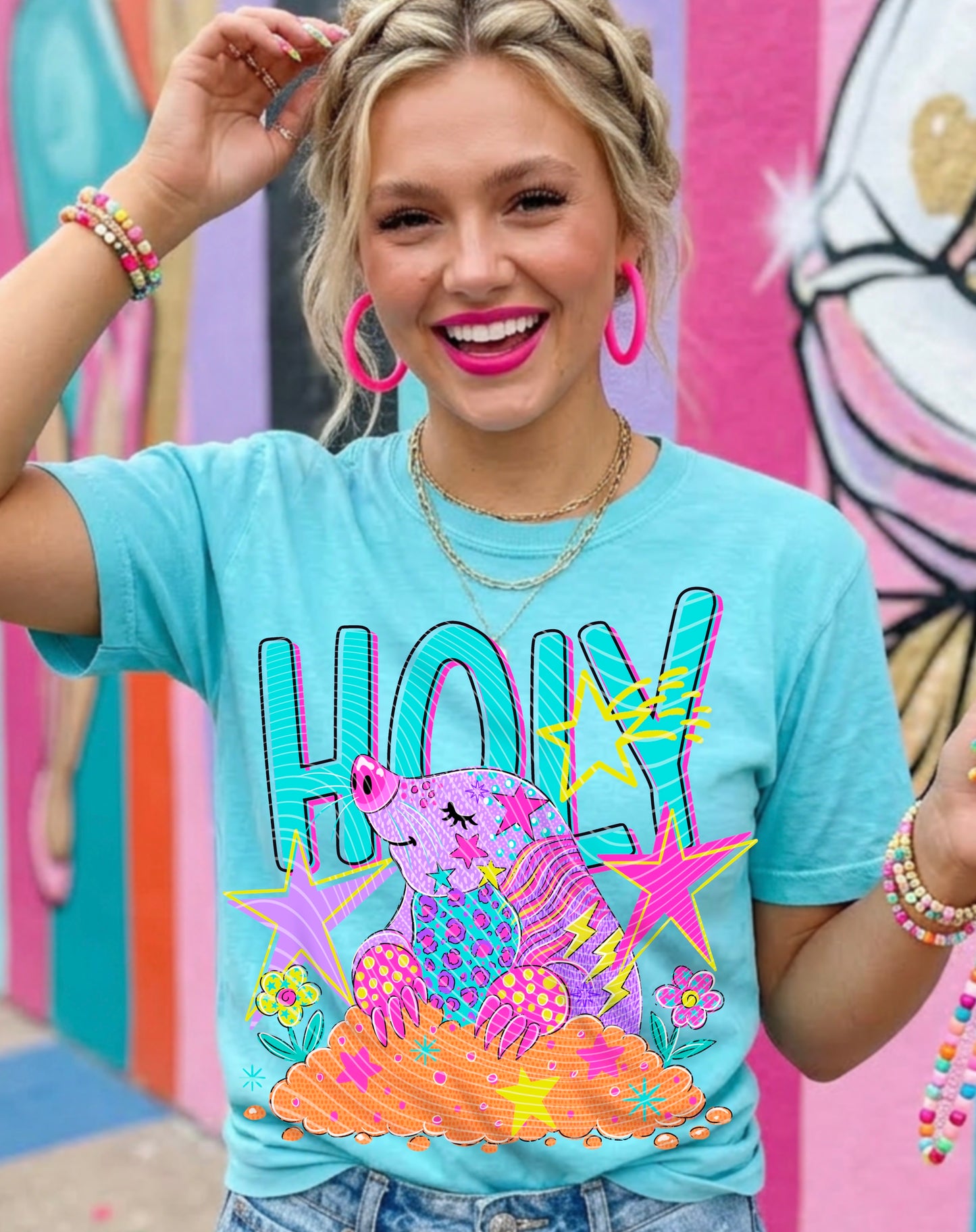Holy Moly DTF Transfer | Cute Armadillo Transfer | Retro Western Shirt Print | Boutique Graphic Tee Transfer