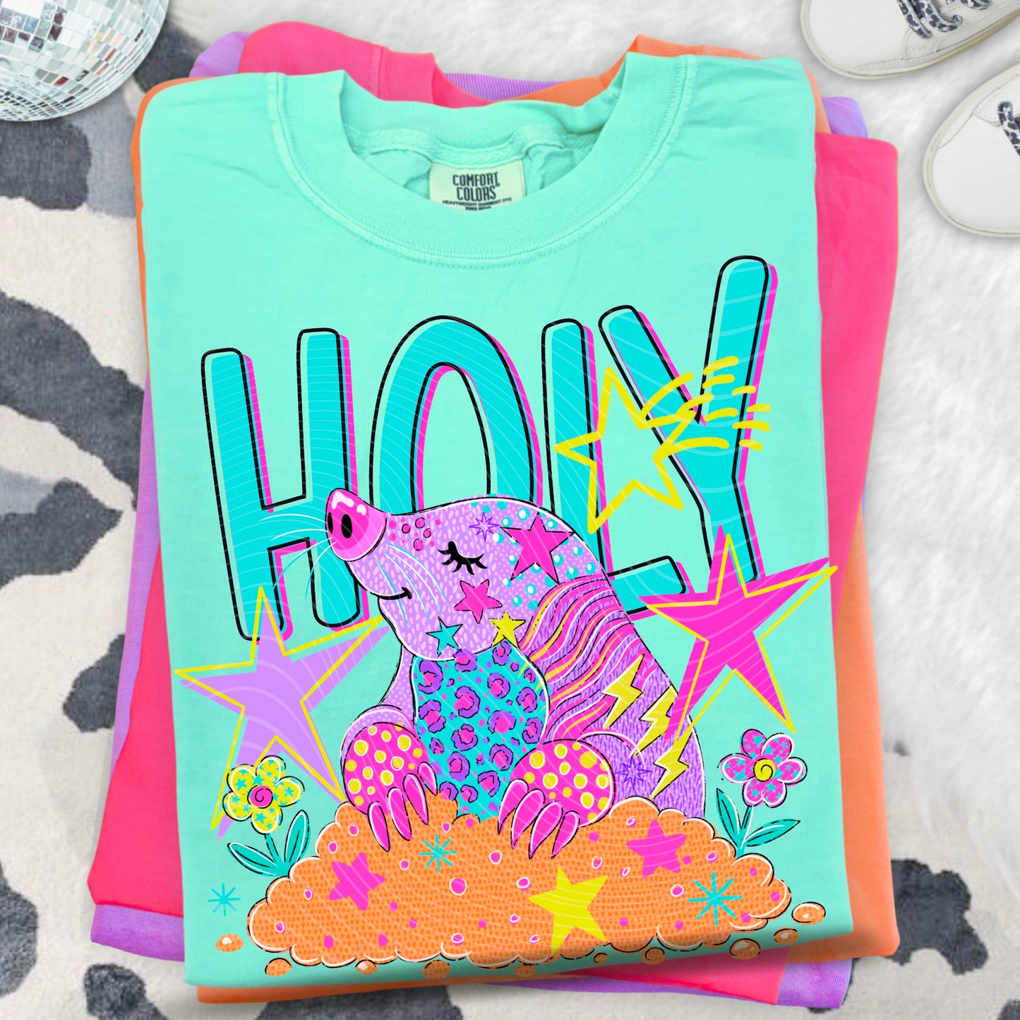 Holy Moly DTF Transfer | Cute Armadillo Transfer | Retro Western Shirt Print | Boutique Graphic Tee Transfer