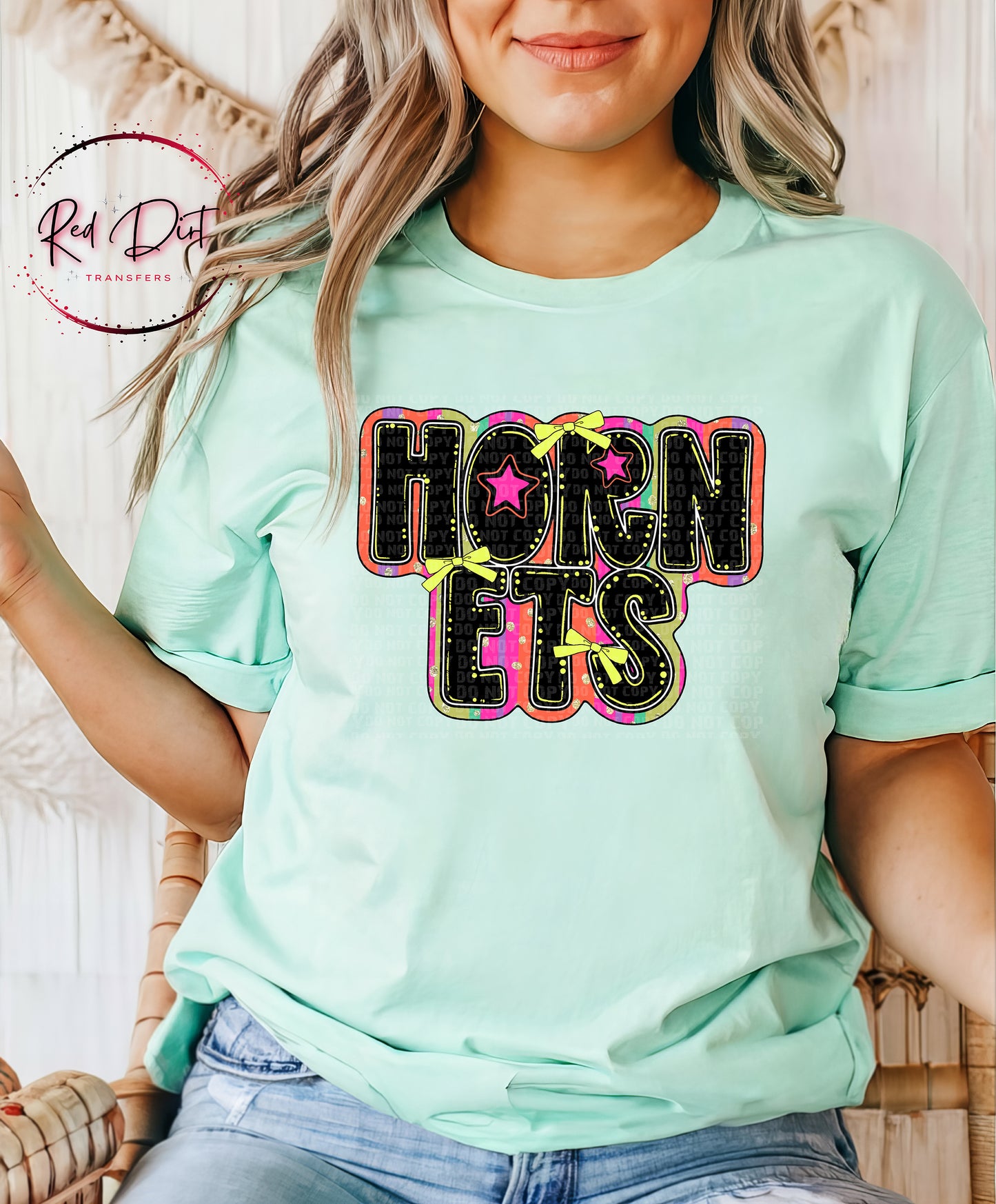 Retro Hornets Mascot T-Shirt | School Spirit Game Day Tee | Colorful School Pride Shirt