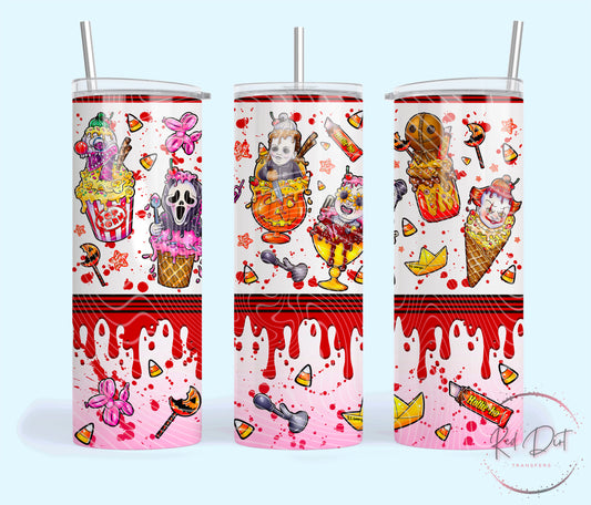 Horror Ice Cream Insulated Tumbler with Plastic Lid and Sealed Reusable Straw | Trendy Summer Cup | Hot/Cold Tumbler