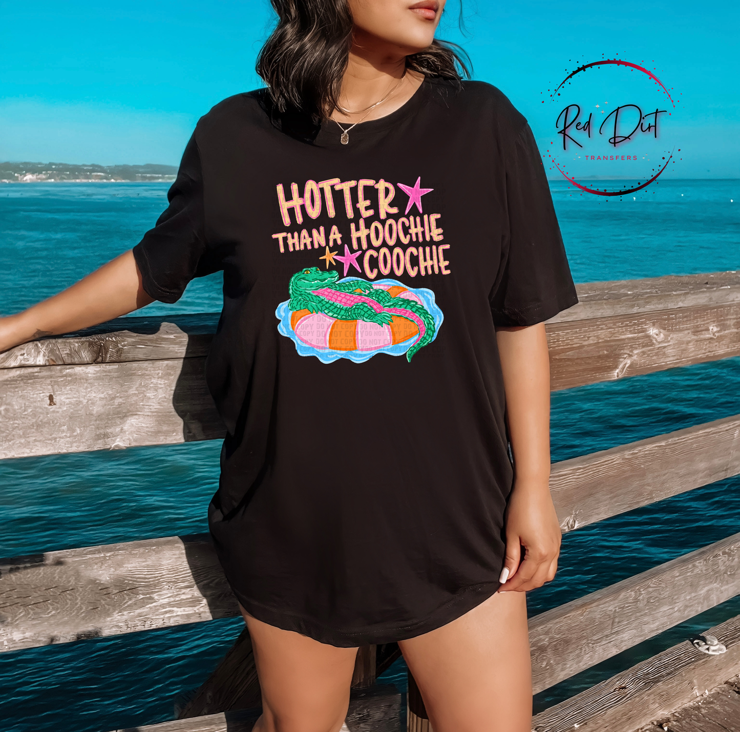 Hotter Than a Hoochie Coochie DTF Transfer, Funny Southern Shirt Design, Alligator Graphic, Country Graphic Tee