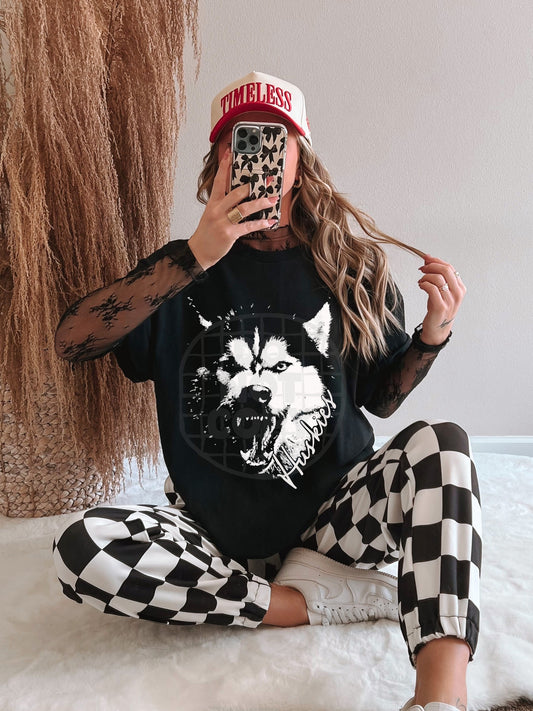 Aggressive Huskies Shirt, Huskies Mascot Shirt, School Spirit Shirt, Game Day Shirt, Bella Canvas Spirit Wear, Huskies Fan Apparel