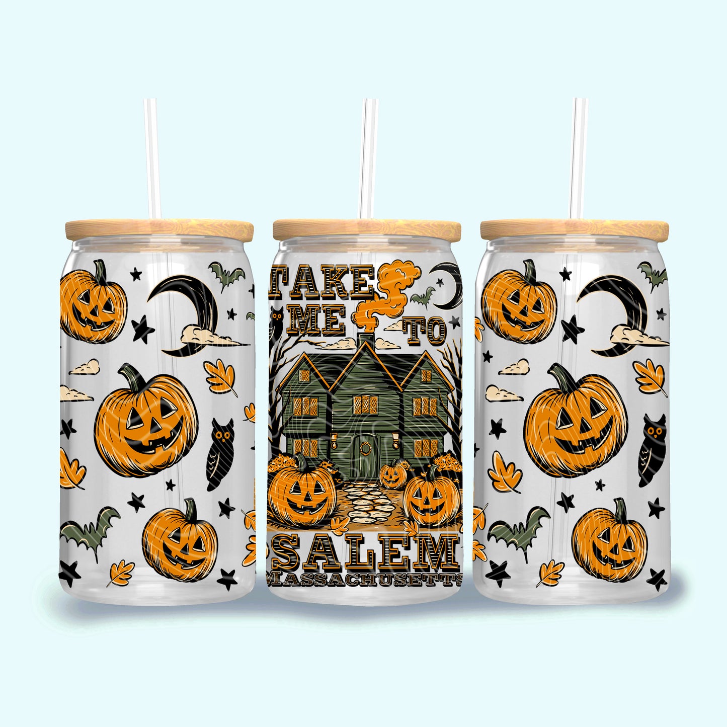 Take Me To Salem UV DTF Libbey Transfer | Trendy Halloween Libbey Wrap | Ready to Transfer | High Quality | Waterproof UV Transfer