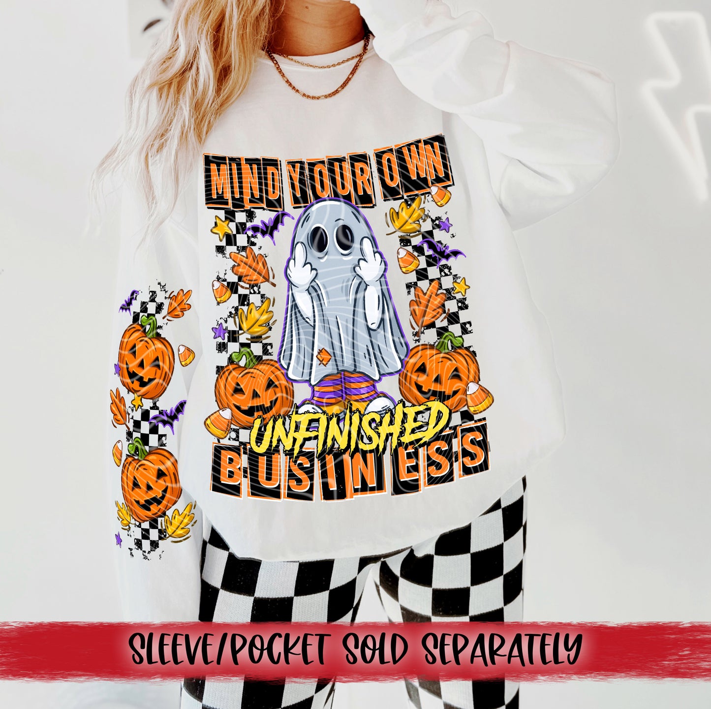 Mind Your Own Unfinished Business DTF Transfer | Trendy Halloween DTF Transfer | High Quality Image Transfers | Ready to Press | Instant Peel