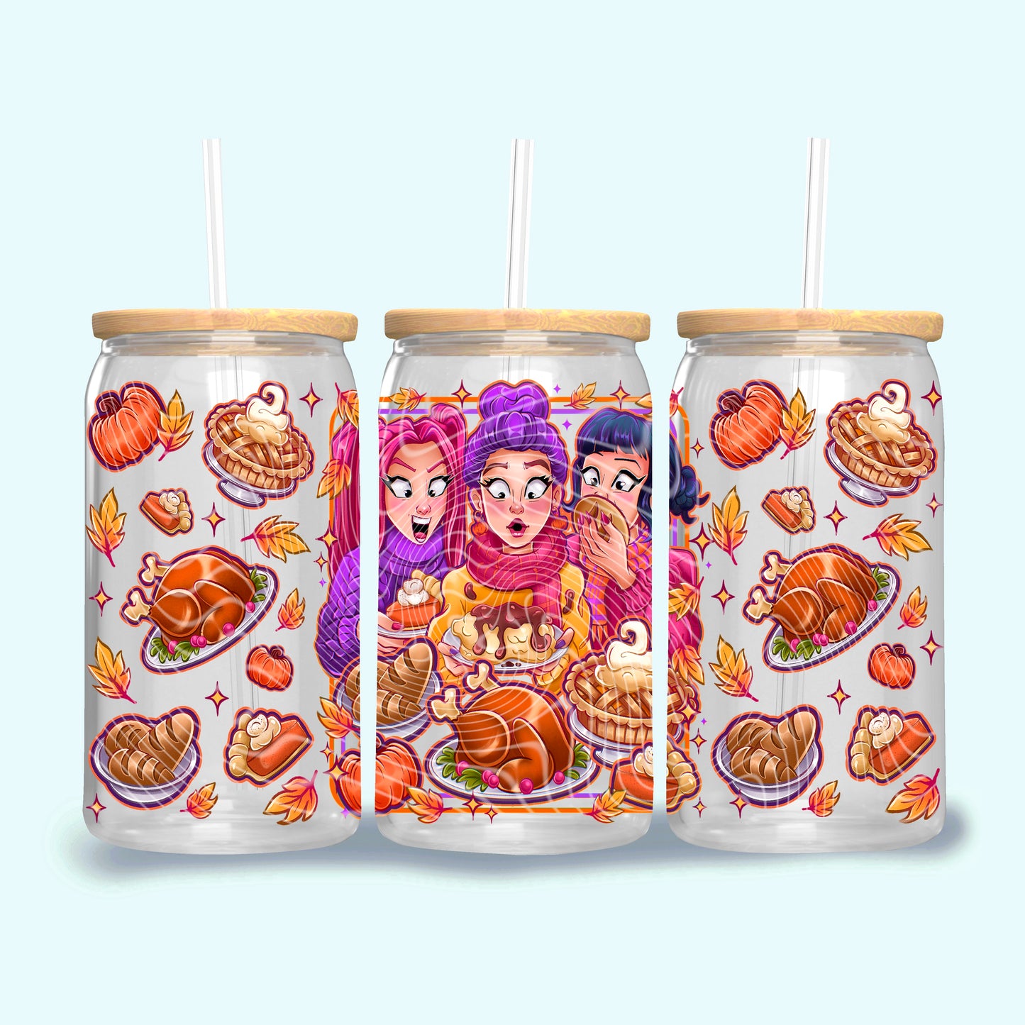 Just Here For The Carbs UV DTF Libbey Transfer | Trendy Thanksgiving Libbey Wrap | Ready to Transfer | High Quality | Waterproof UV Transfer
