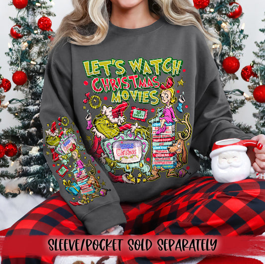 Let's Watch Christmas Movies DTF Transfer | Trendy Christmas DTF Transfer | High Quality Image Transfers | Ready to Press | Instant Peel