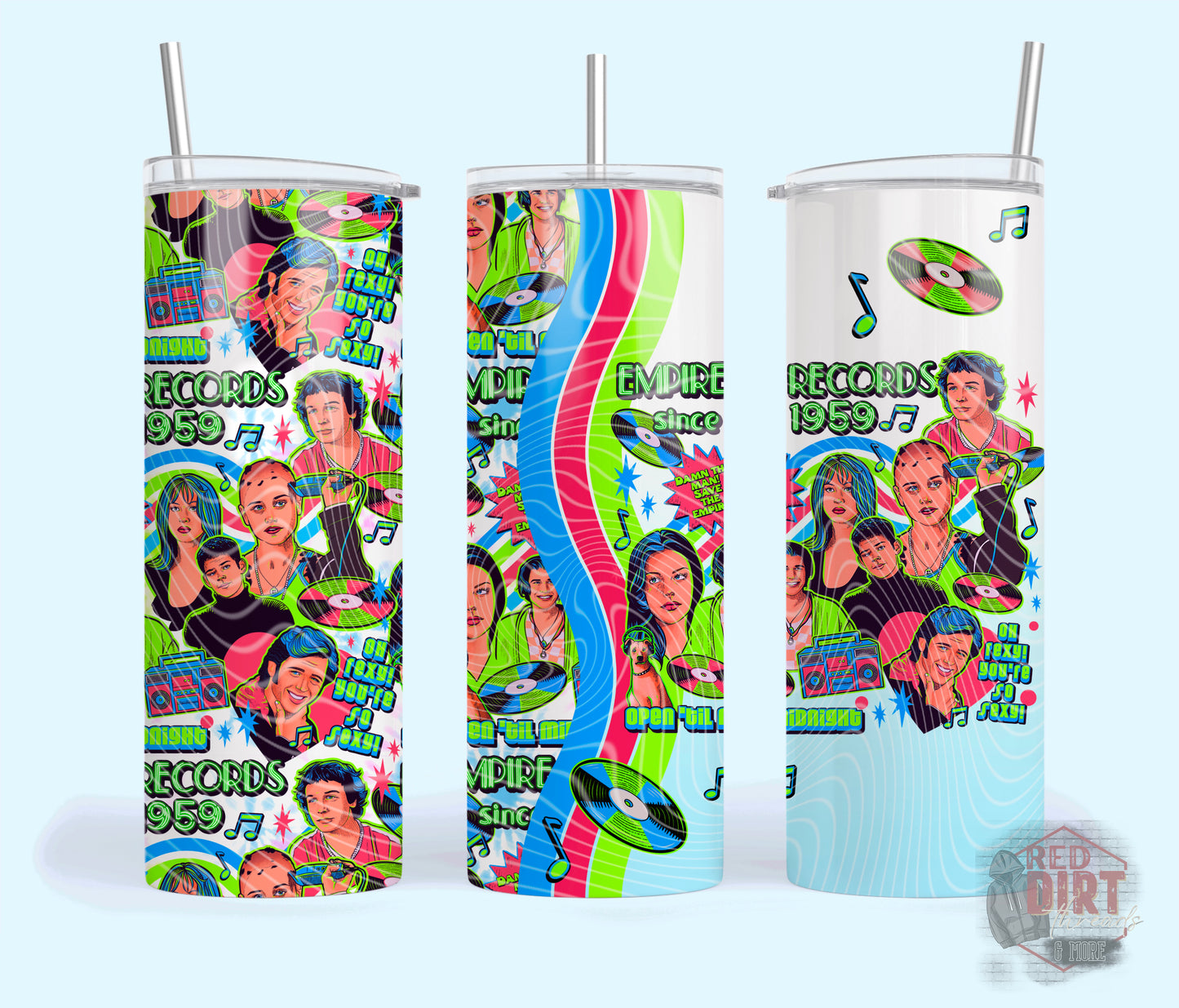 Empire Records Insulated Tumbler with Plastic Lid and Sealed Reusable Straw | Trendy Throwback Cup | Hot/Cold Tumbler