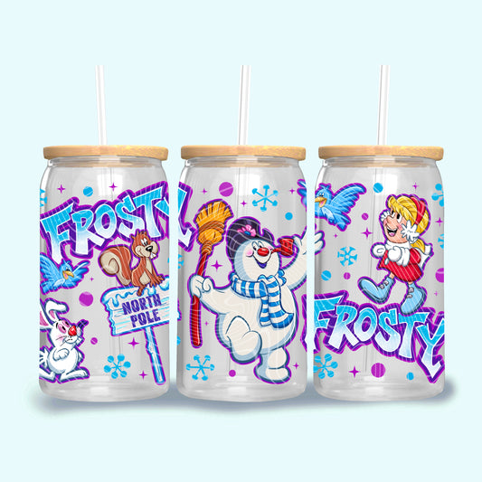 Jolly Snowman UV DTF Libbey Transfer | Trendy Christmas Libbey Wrap | Ready to Transfer | High Quality | Waterproof UV Transfer