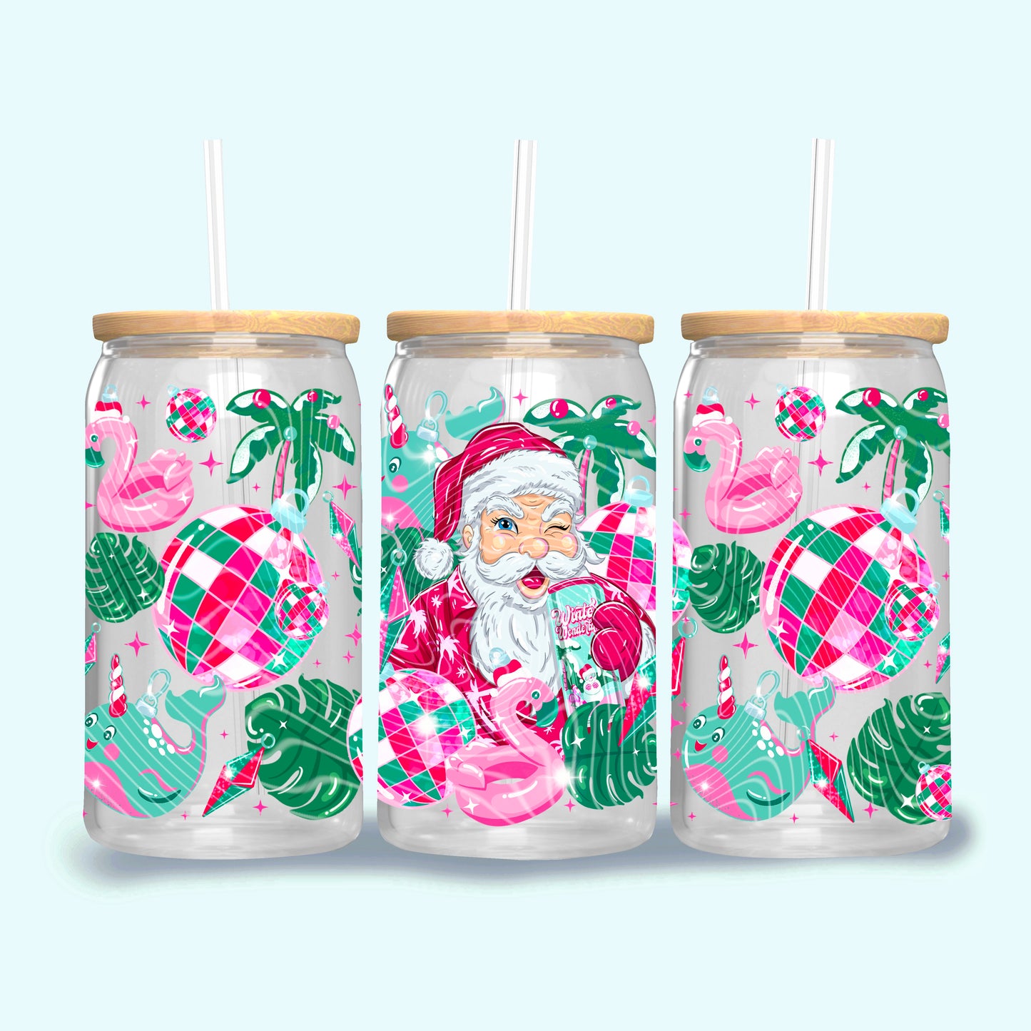 Energy Santa UV DTF Libbey Transfer | Trendy Christmas Libbey Wrap | Ready to Transfer | High Quality | Waterproof UV Transfer
