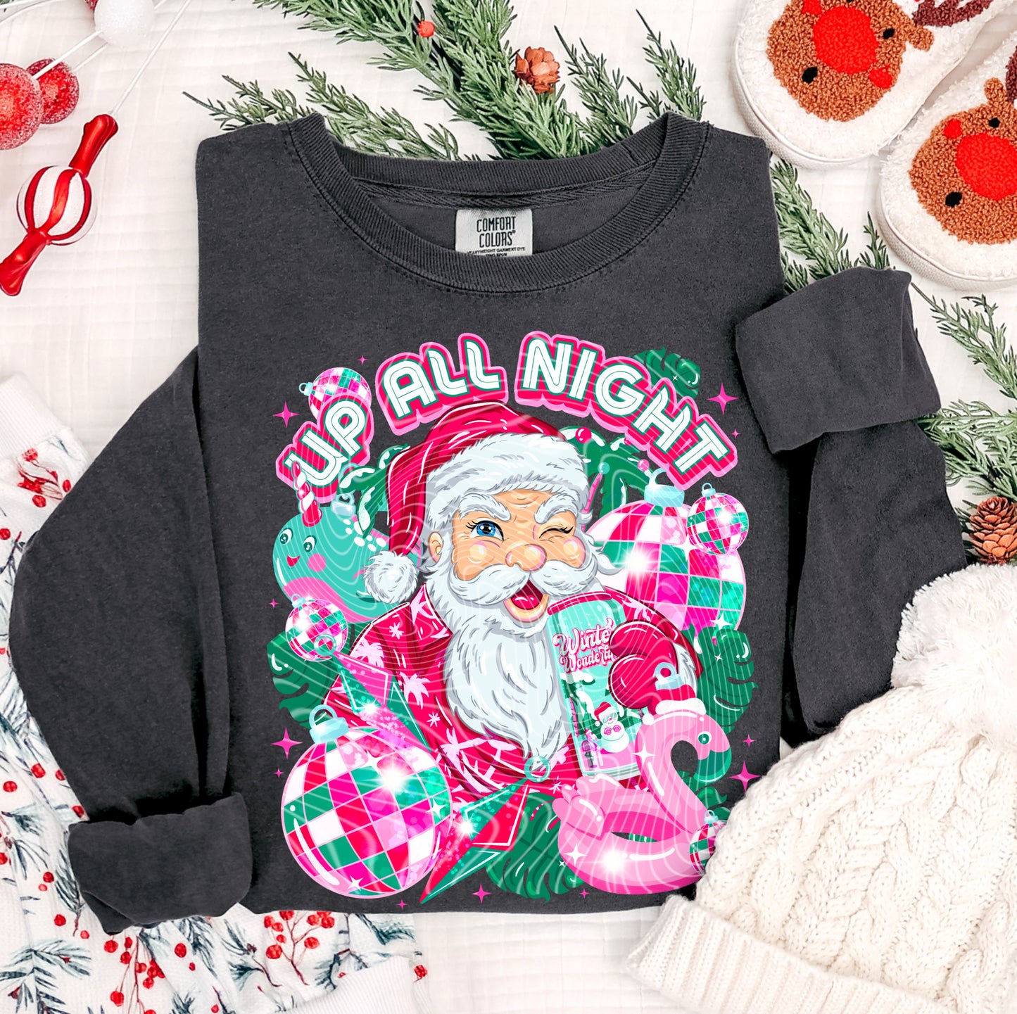 Up All Night DTF Transfer | Trendy Christmas DTF Transfer | High Quality Image Transfers | Ready to Press | Instant Peel