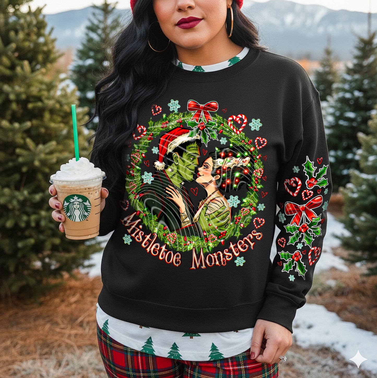 Mistletoe Monsters DTF Transfer | Trendy Christmas DTF Transfer | High Quality Image Transfers | Ready to Press | Instant Peel