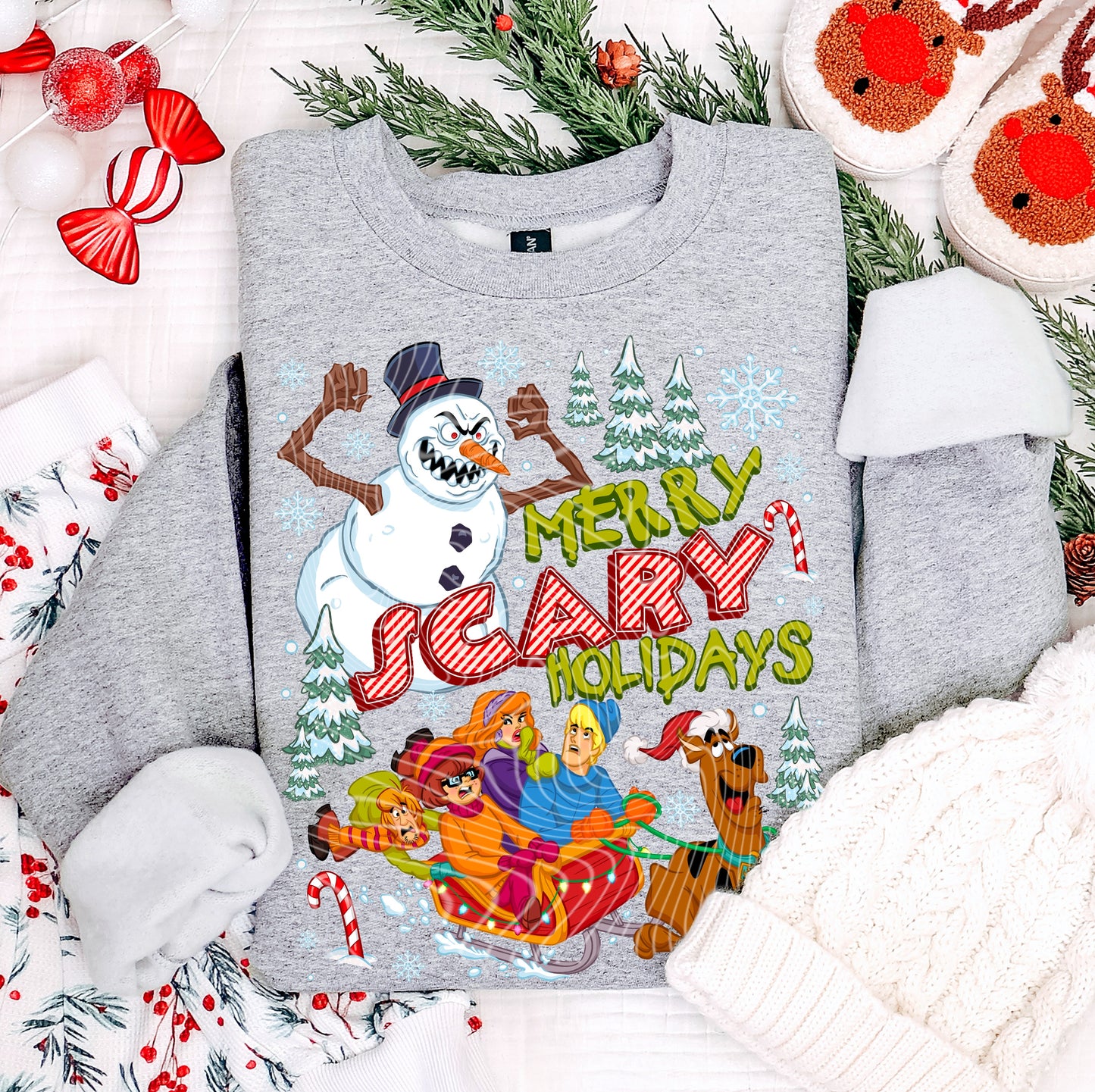 Merry Scary Holidays DTF Transfer | Trendy Christmas DTF Transfer | High Quality Image Transfers | Ready to Press | Instant Peel