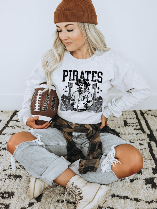 Pirates Letterman Mascot DTF Transfer | Trendy School Spirit DTF Transfer | High Quality Image Transfers | Ready to Press | Instant Peel