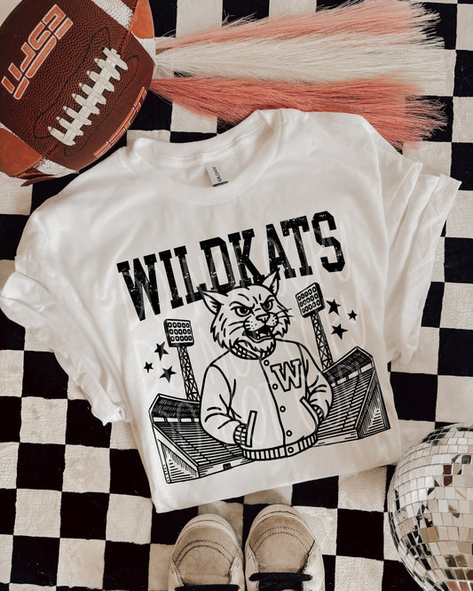 Wildkats Letterman Mascot DTF Transfer | Trendy School Spirit DTF Transfer | High Quality Image Transfers | Ready to Press | Instant Peel