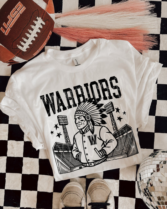 Warriors Letterman Mascot DTF Transfer | Trendy School Spirit DTF Transfer | High Quality Image Transfers | Ready to Press | Instant Peel