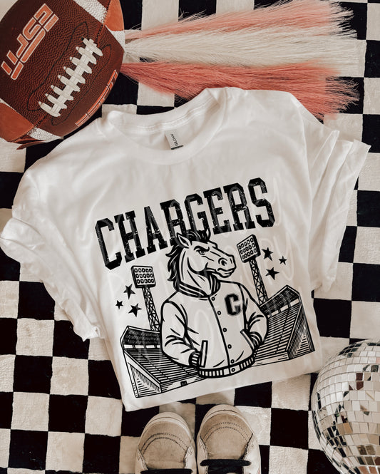 Chargers Letterman Mascot DTF Transfer | Trendy School Spirit DTF Transfer | High Quality Image Transfers | Ready to Press | Instant Peel