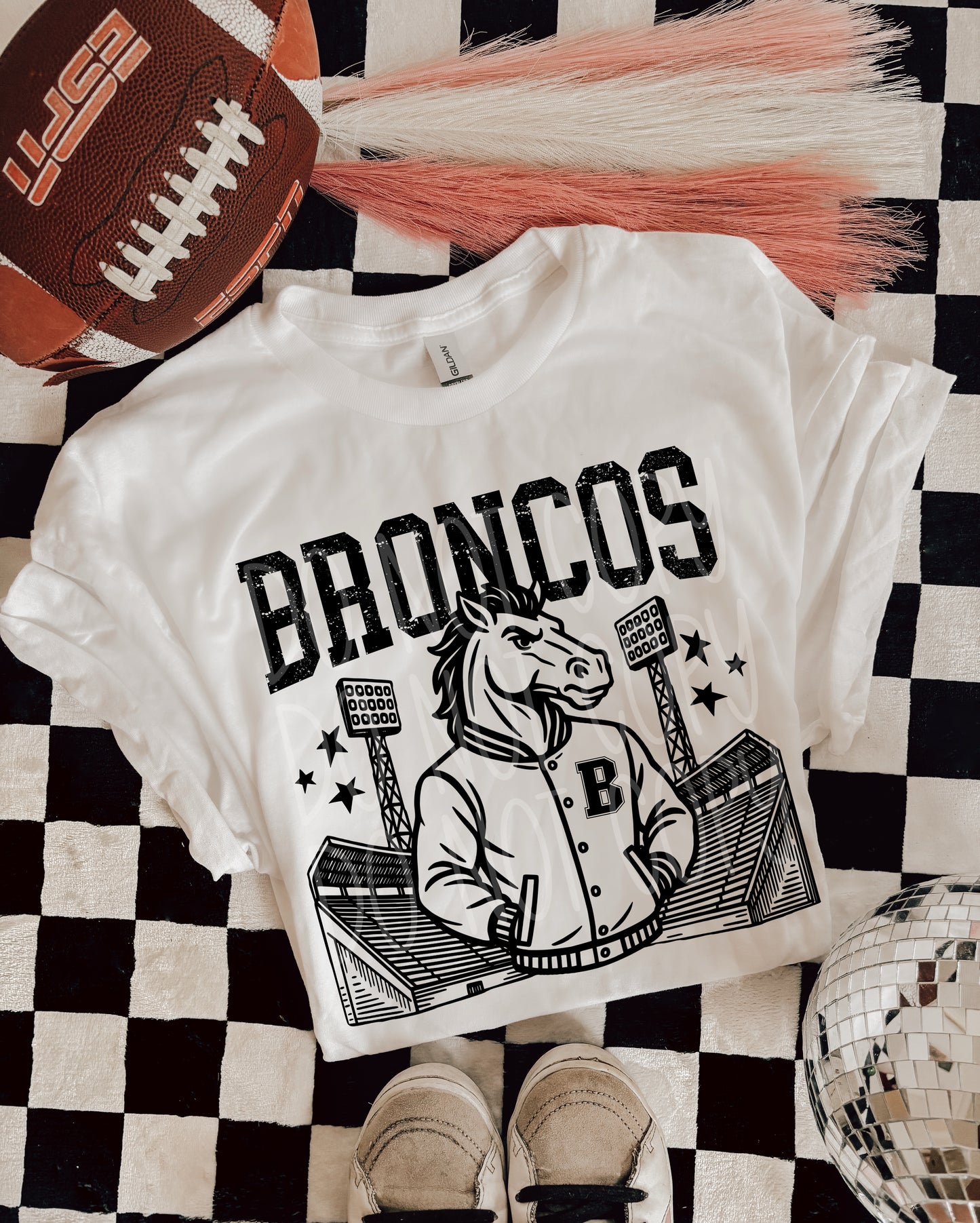 Broncos Letterman Mascot DTF Transfer | Trendy School Spirit DTF Transfer | High Quality Image Transfers | Ready to Press | Instant Peel