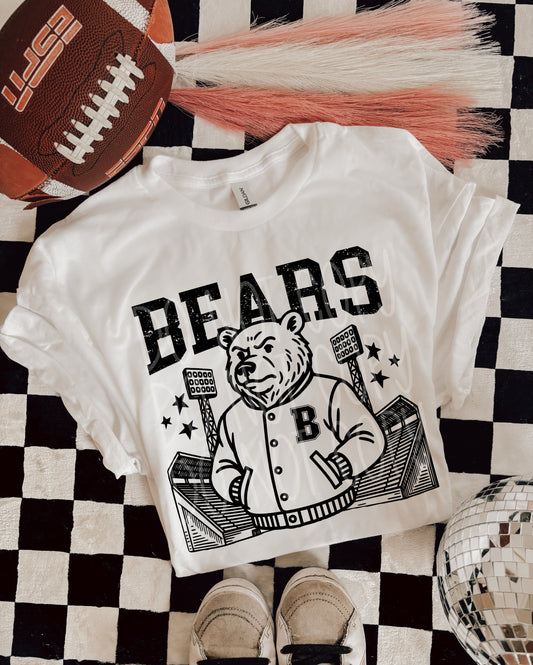 Bears Letterman Mascot DTF Transfer | Trendy School Spirit DTF Transfer | High Quality Image Transfers | Ready to Press | Instant Peel