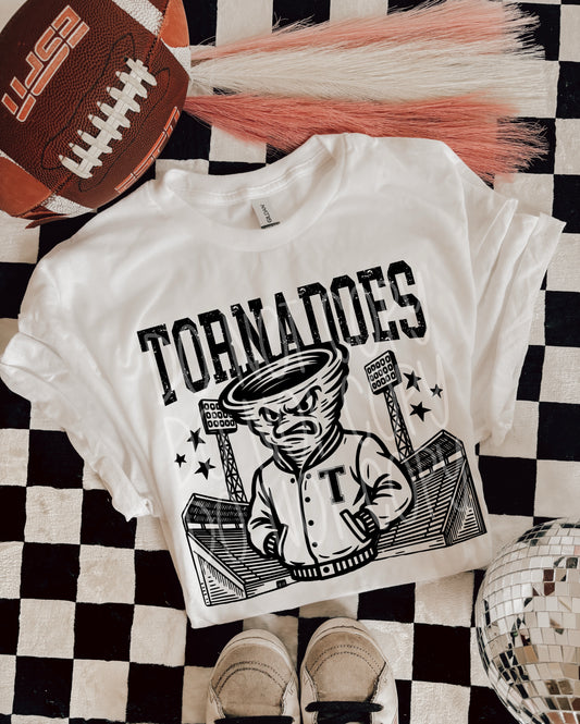 Tornadoes Letterman Mascot DTF Transfer | Trendy School Spirit DTF Transfer | High Quality Image Transfers | Ready to Press | Instant Peel
