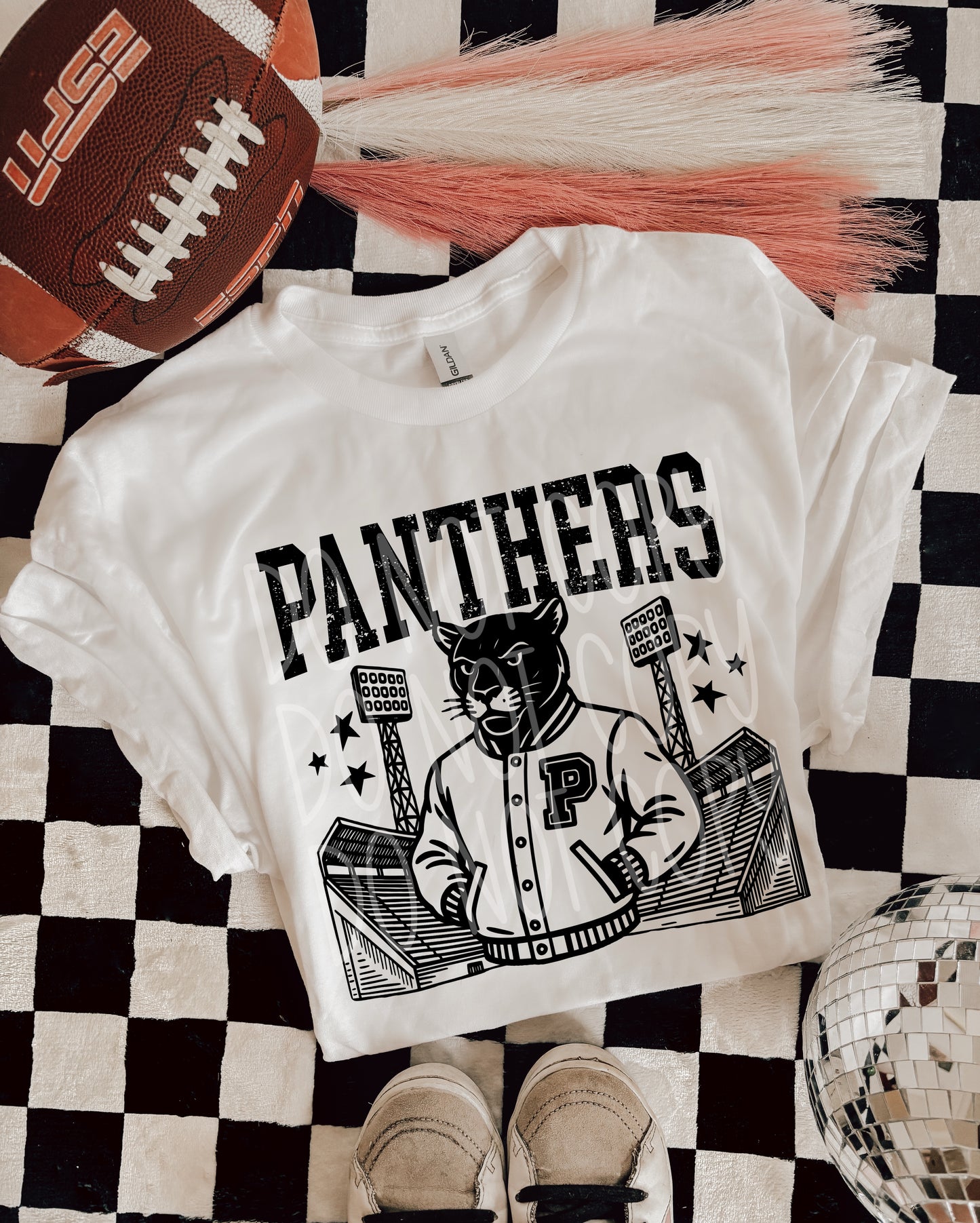 Panthers Letterman Mascot T-Shirt | Trendy School Spirit Shirt | Fast Shipping | Super Soft Shirts for Men/Women/Kid's