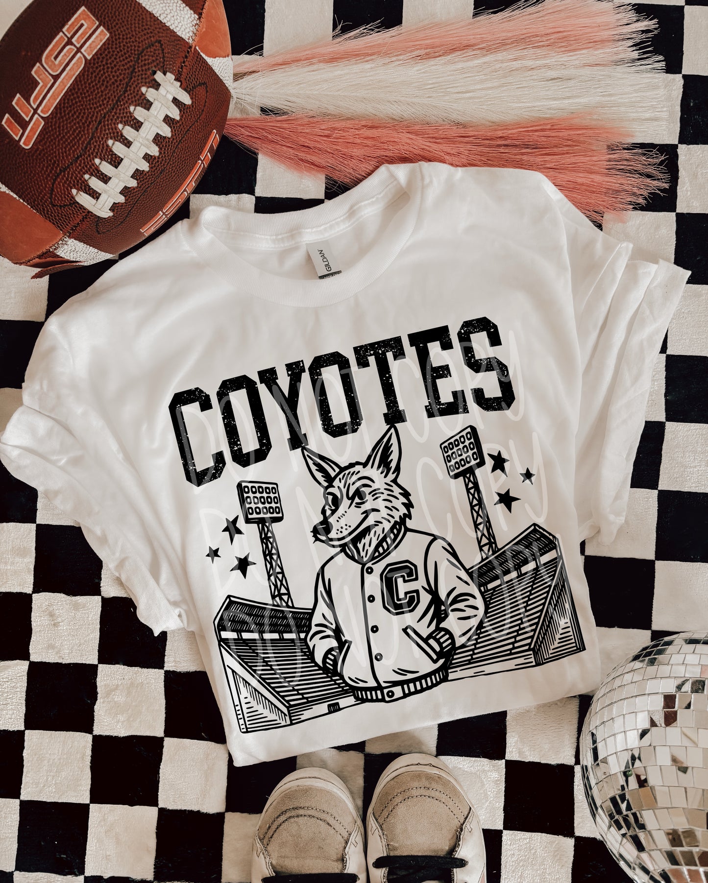 Coyotes Letterman Mascot T-Shirt | Trendy School Spirit Shirt | Fast Shipping | Super Soft Shirts for Men/Women/Kid's