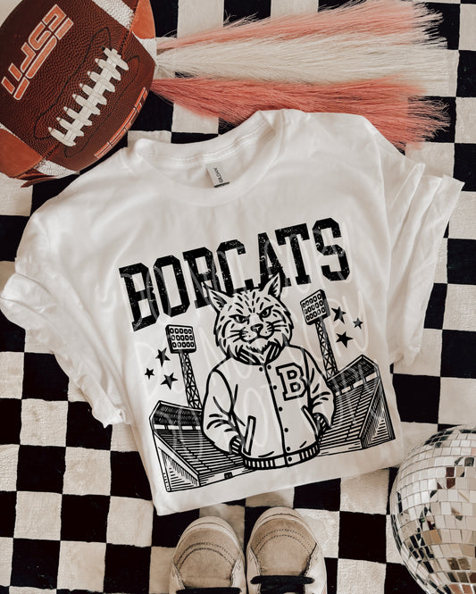 Bobcats Letterman Mascot DTF Transfer | Trendy School Spirit DTF Transfer | High Quality Image Transfers | Ready to Press | Instant Peel