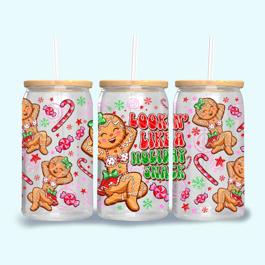 Looking Like a Holiday Snack UV DTF Libbey Transfer | Trendy Christmas Libbey Wrap | Ready to Transfer | High Quality | Waterproof UV Transfer