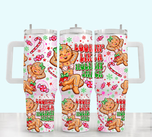 Looking Like a Holiday Snack UV DTF 40oz Tumbler Transfer | Trendy Christmas Tumbler Wrap | Ready to Transfer | High Quality | Waterproof UV Transfer