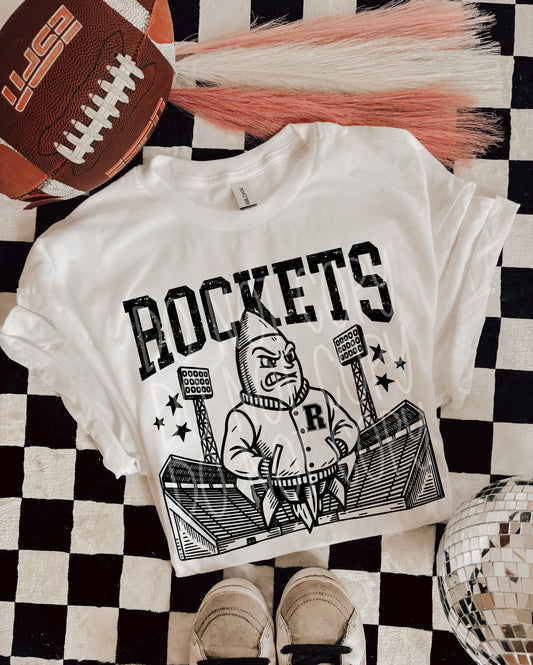 Rockets Letterman Mascot T-Shirt | Trendy School Spirit Shirt | Fast Shipping | Super Soft Shirts for Men/Women/Kid's