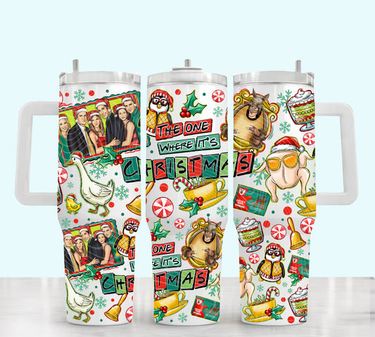 The One Where It's Christmas UV DTF 40oz Tumbler Transfer | Trendy Christmas Tumbler Wrap | Ready to Transfer | High Quality | Waterproof UV Transfer