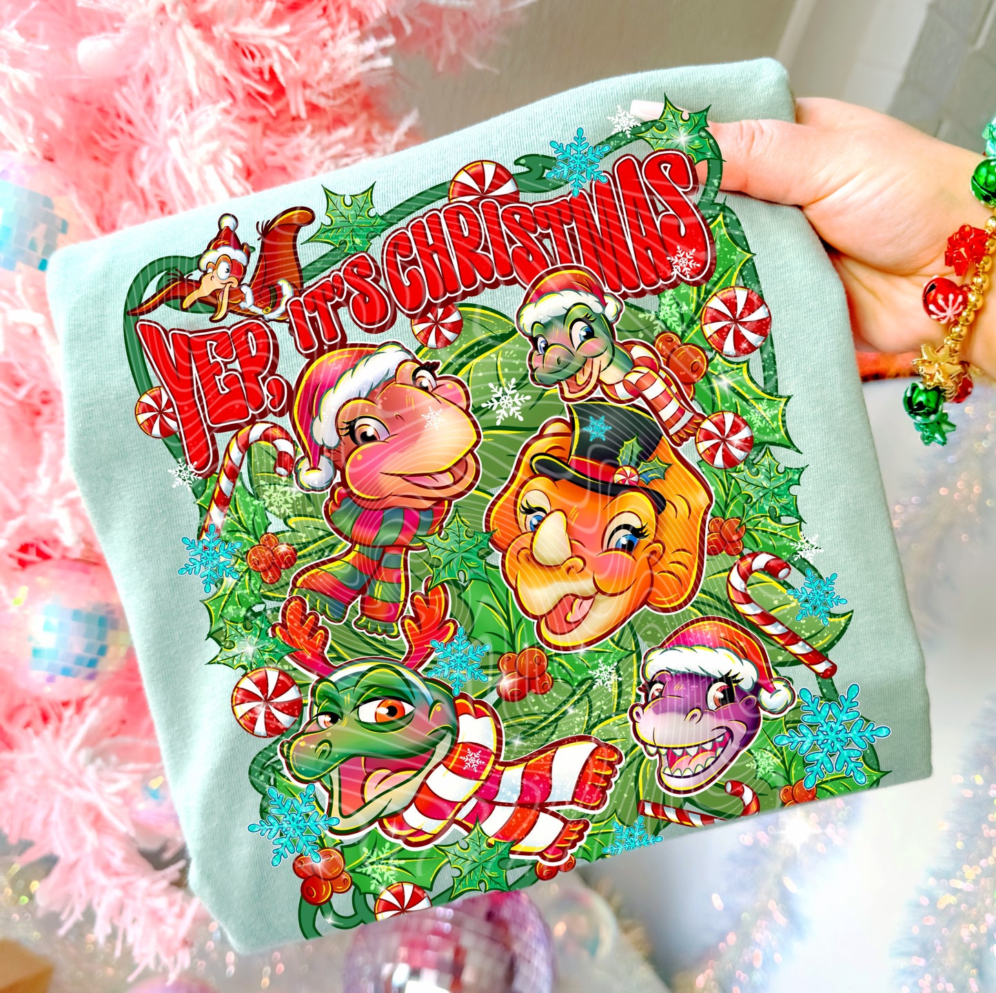 Christmas Dinosaurs DTF Transfer | Trendy Christmas DTF Transfer | High Quality Image Transfers | Ready to Press | Instant Peel