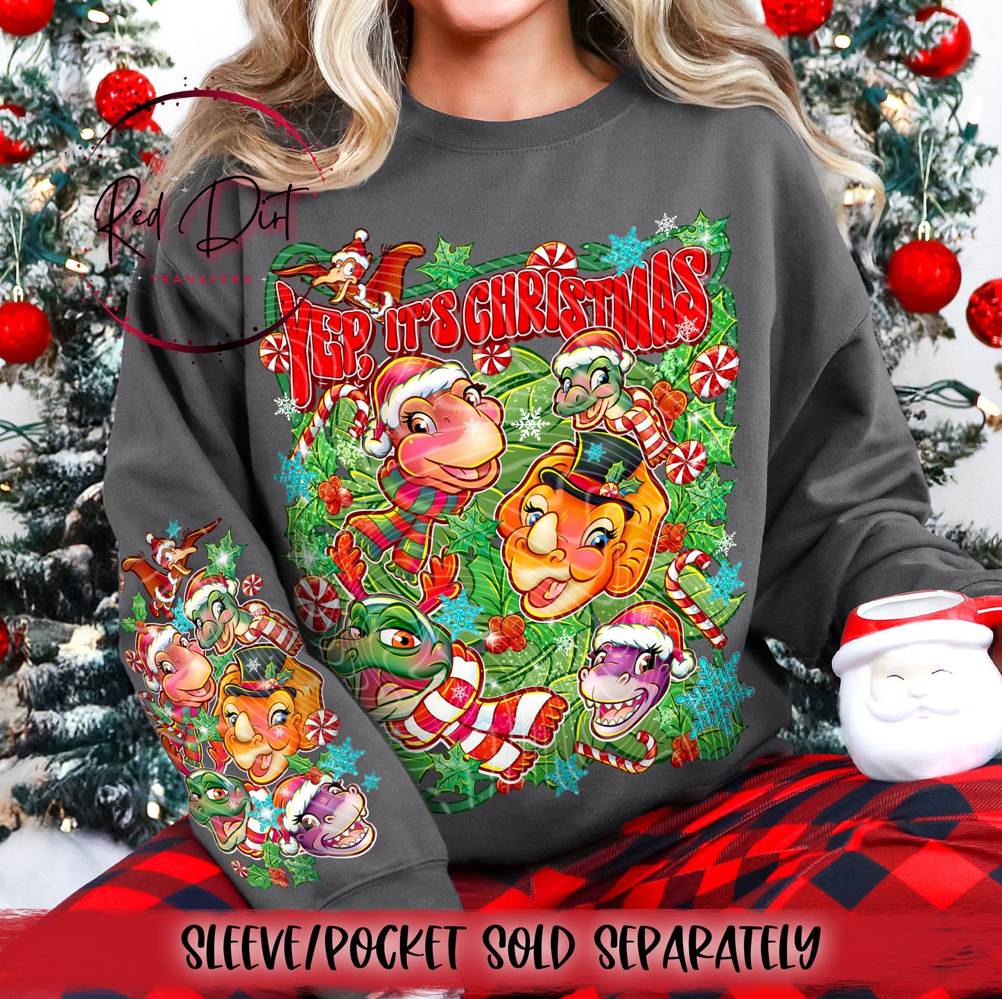 Christmas Dinosaurs DTF Transfer | Trendy Christmas DTF Transfer | High Quality Image Transfers | Ready to Press | Instant Peel