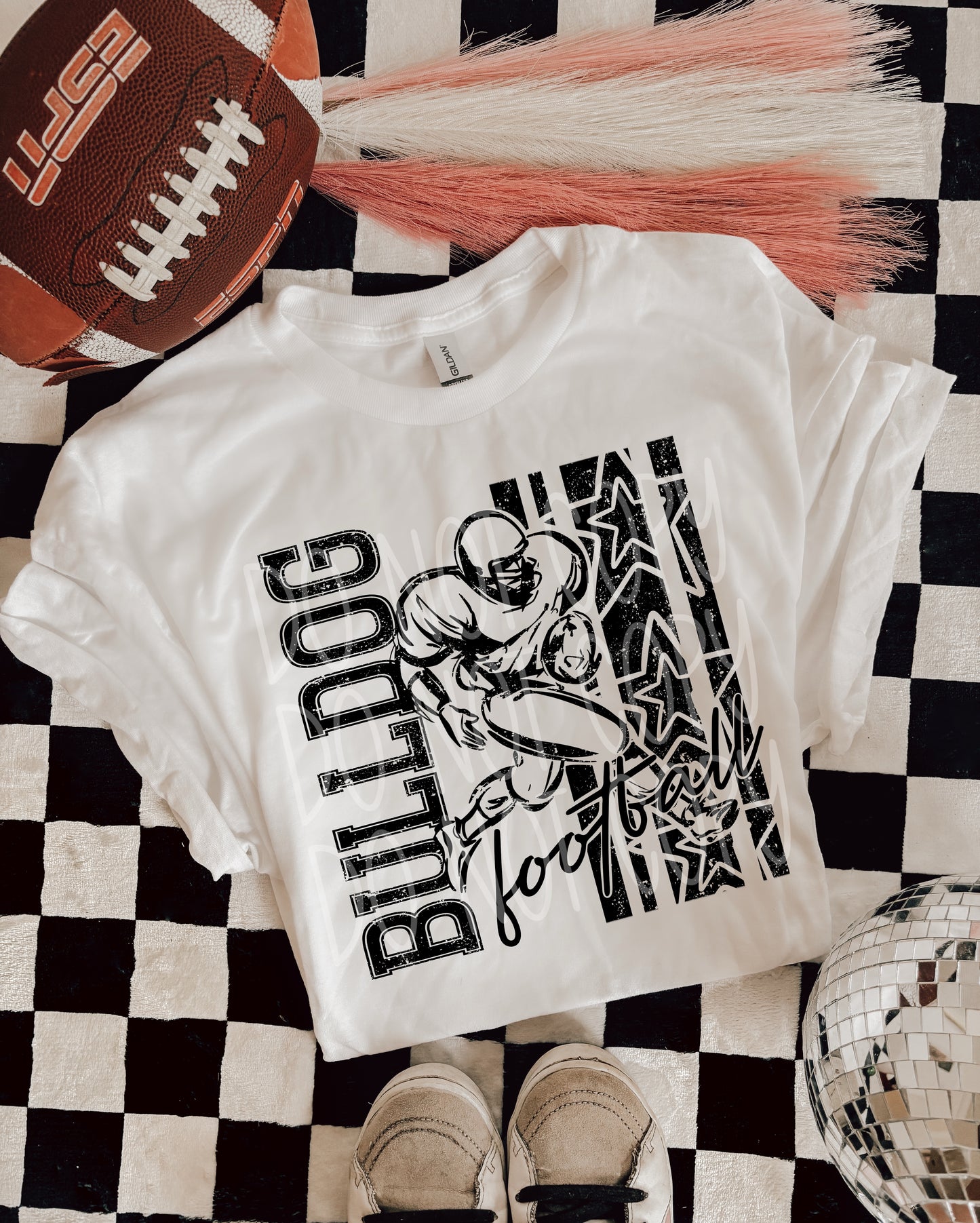 Bulldog Football DTF Transfer | Distressed Football Player Heat Transfer | Game Day Ready to Press Transfer