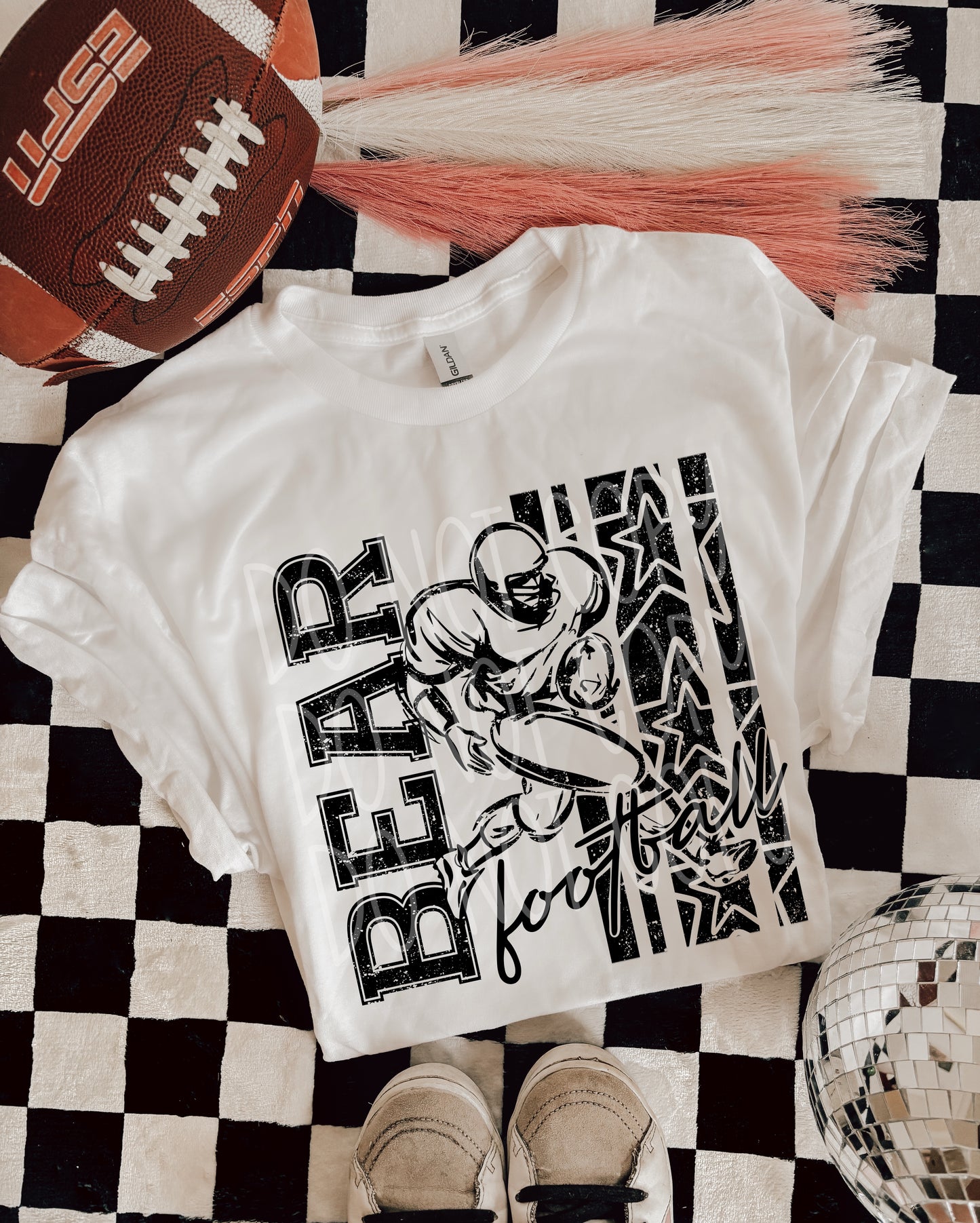 Bear Football DTF Transfer | Distressed Football Player Heat Transfer | Game Day Ready to Press Transfer