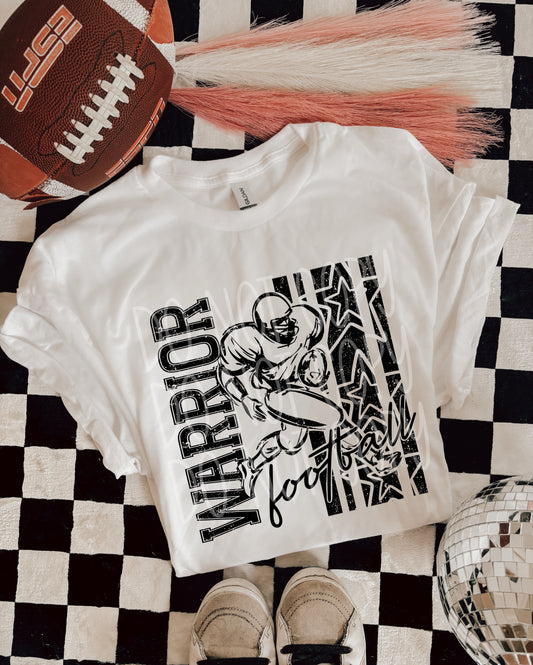 Warrior Football DTF Transfer | Distressed Football Player Heat Transfer | Game Day Ready to Press Transfer