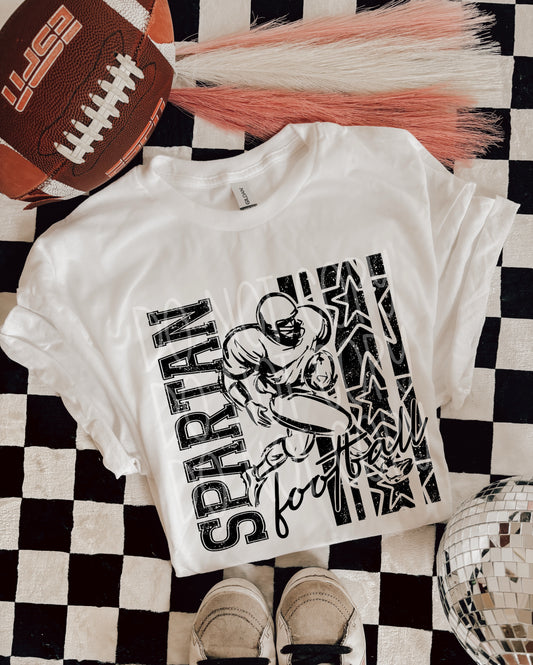Spartan Football DTF Transfer | Distressed Football Player Heat Transfer | Ready to Press Game Day Transfer