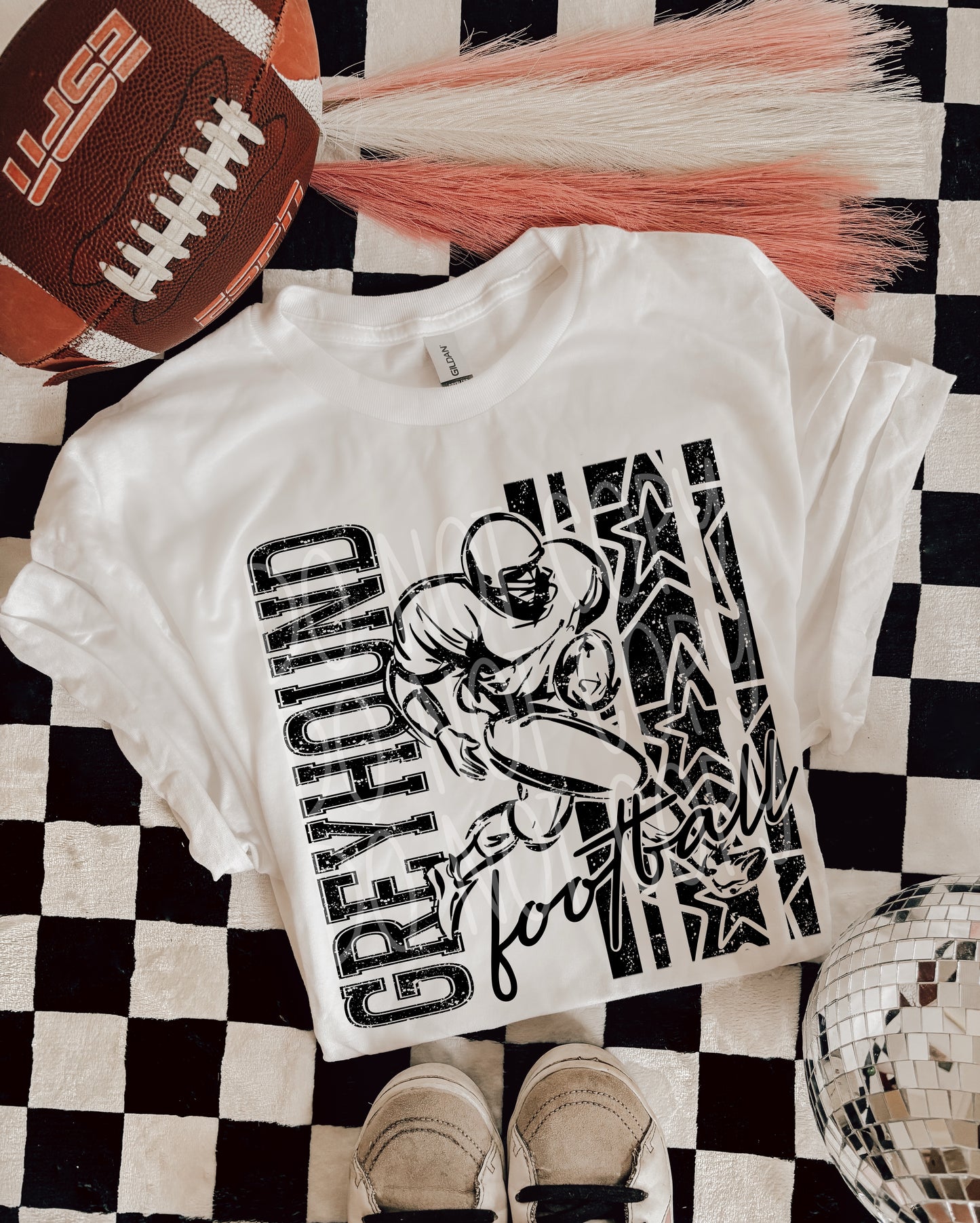 Greyhound Football DTF Transfer | Distressed Football Player Heat Transfer | Ready to Press Game Day Transfer