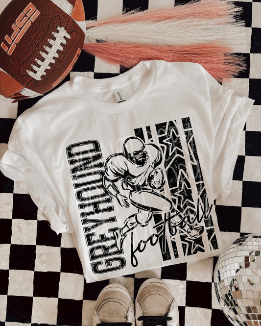 Greyhound Football DTF Transfer | Distressed Football Player Heat Transfer | Ready to Press Game Day Transfer