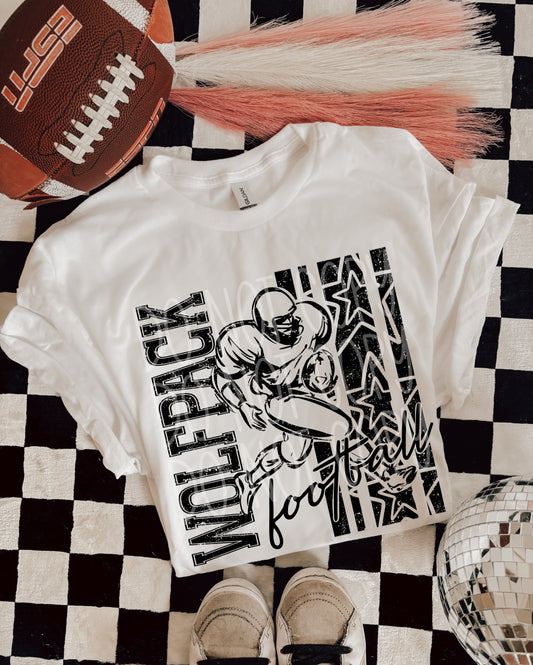 Wolfpack Football DTF Transfer | Distressed Football Player Heat Transfer | Ready to Press Game Day Transfer