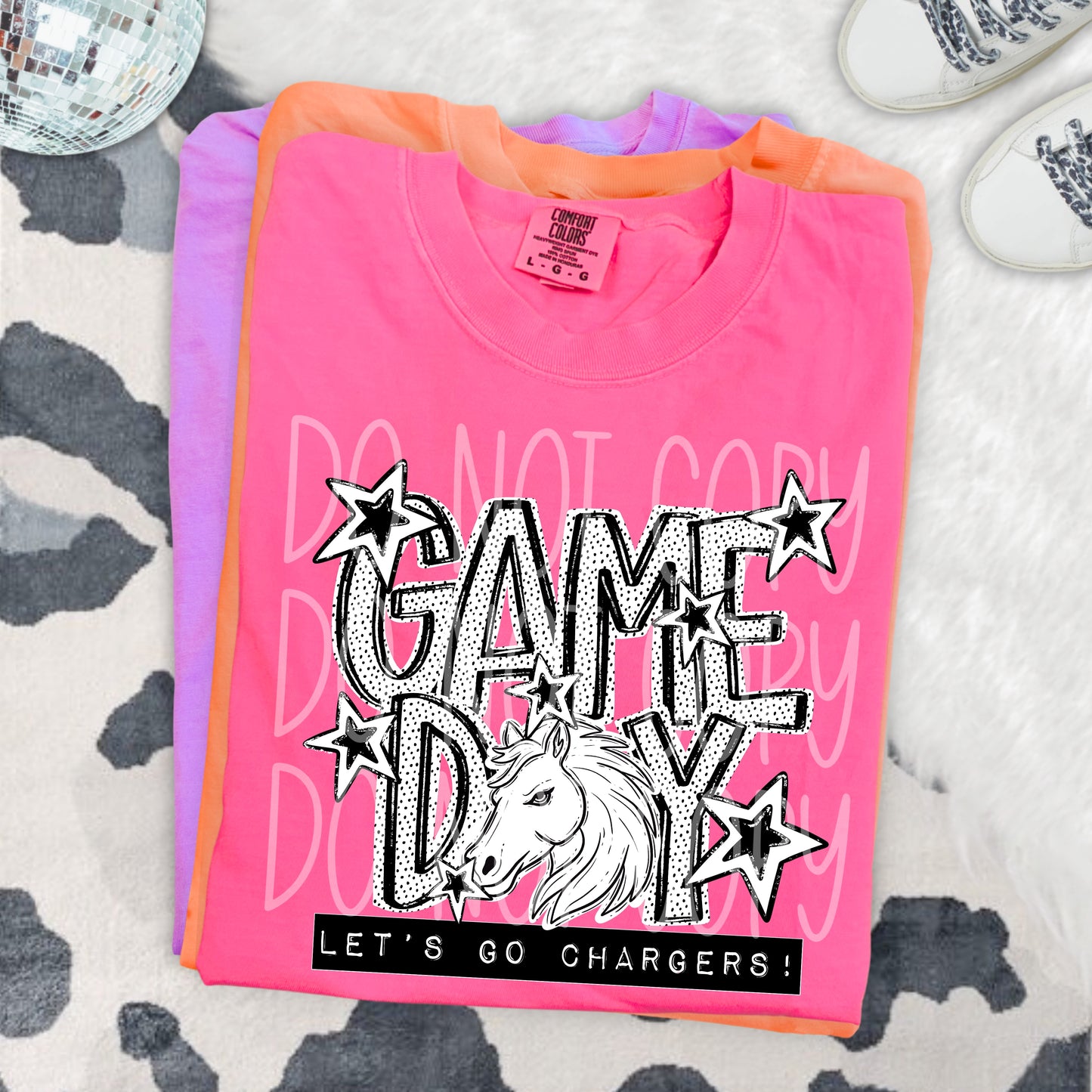 Game Day Chargers DTF Transfer | Charger Mascot Heat Transfer | School Spirit Shirt Transfer | Black White Sports DTF