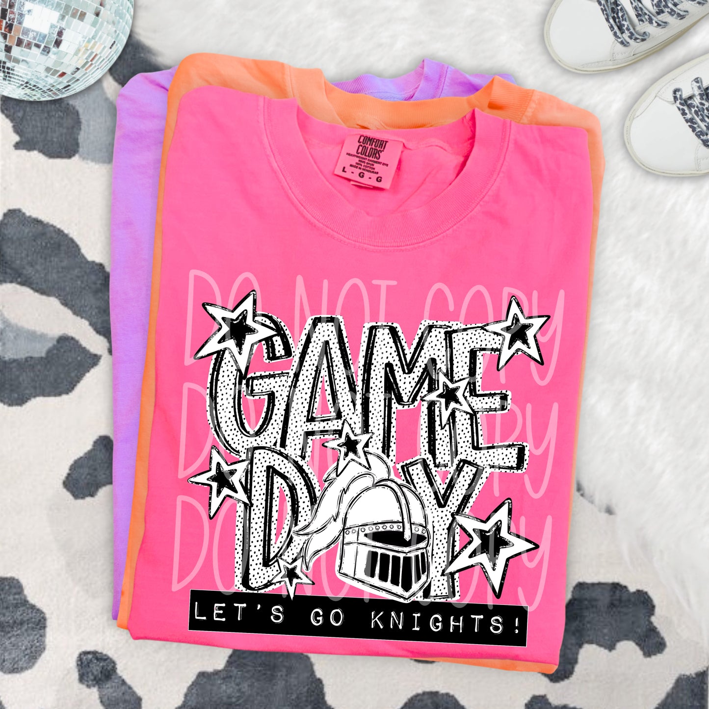 Game Day Knights DTF Transfer | Knight Mascot Heat Transfer | School Spirit Shirt Transfer | Black White Sports DTF