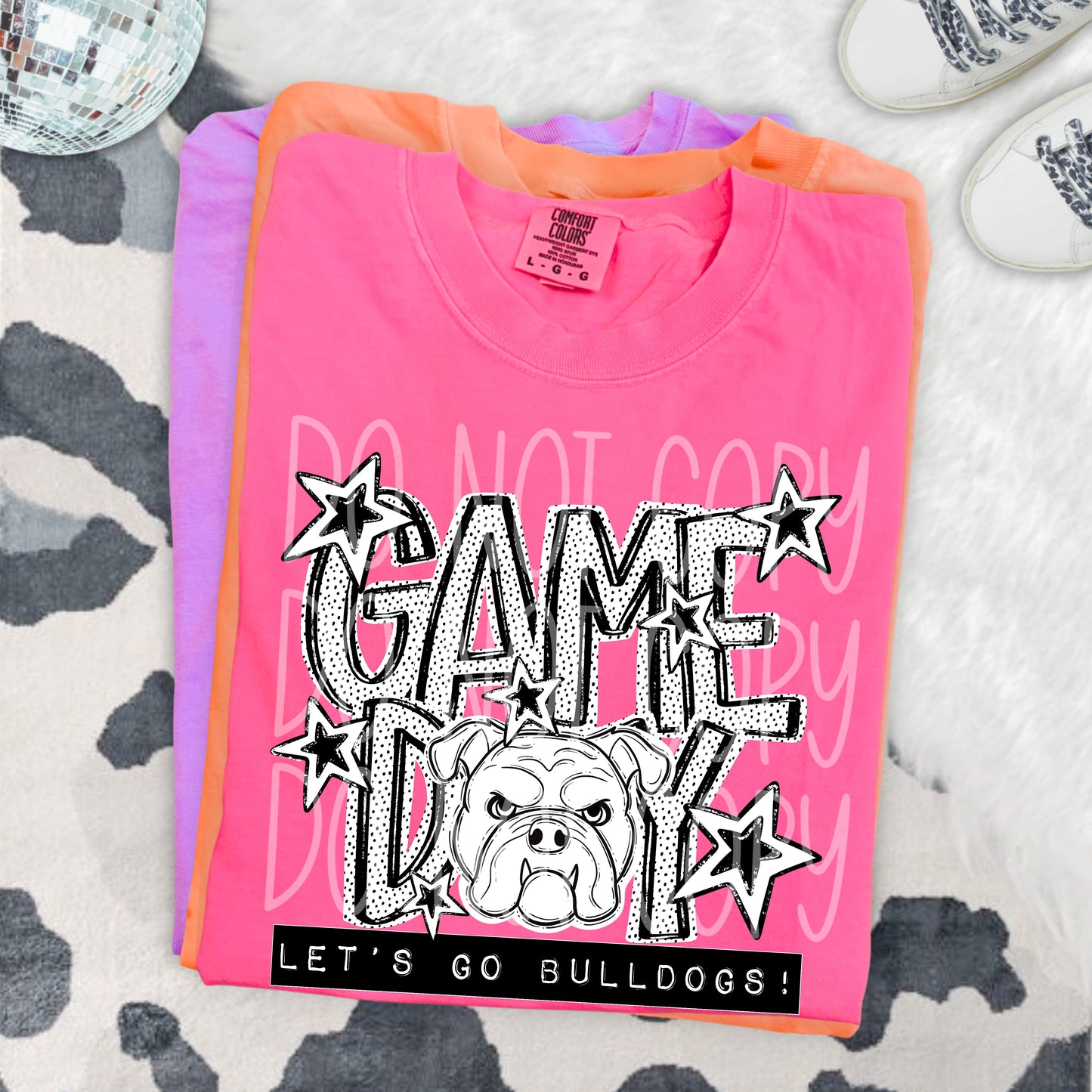 Game Day Bulldogs DTF Transfer | Bulldog Mascot Heat Transfer | School Spirit Shirt Transfer | Black White Sports DTF