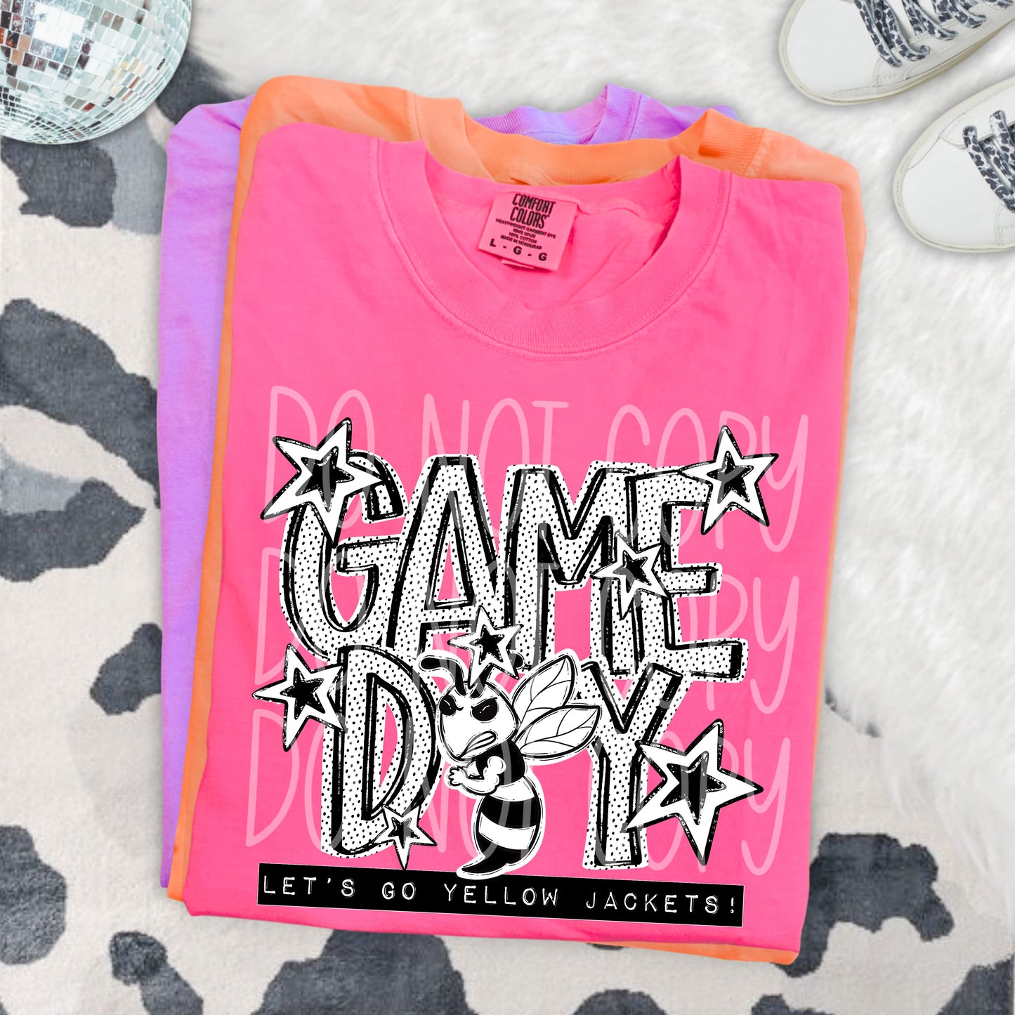 Game Day Yellow Jackets DTF Transfer | Yellow Jacket Mascot Heat Transfer | School Spirit Shirt Transfer | Sports DTF