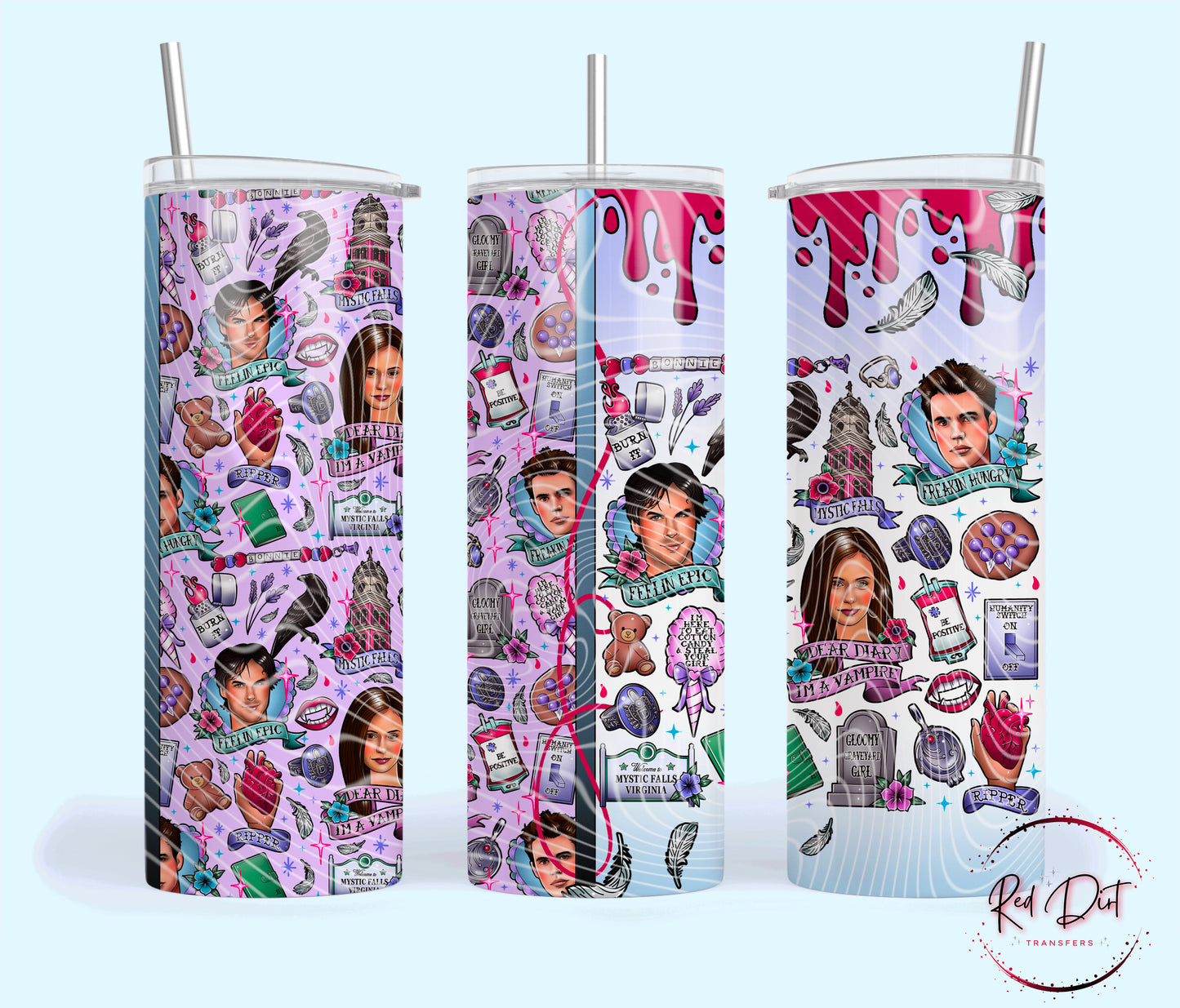 Dear Diary I'm A Vampire Insulated Tumbler with Plastic Lid and Sealed Reusable Straw | Trendy Throwback Cup | Hot/Cold Tumbler