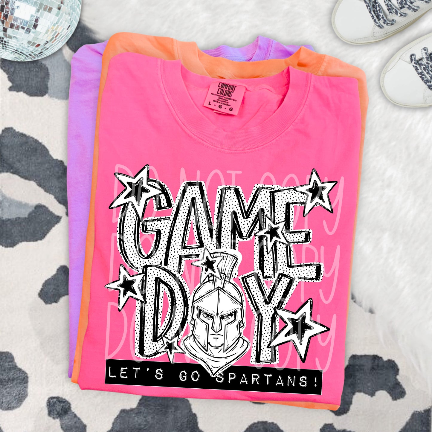Game Day Spartans DTF Transfer | Spartan Mascot Heat Transfer | School Spirit Shirt Transfer | Black White Sports DTF