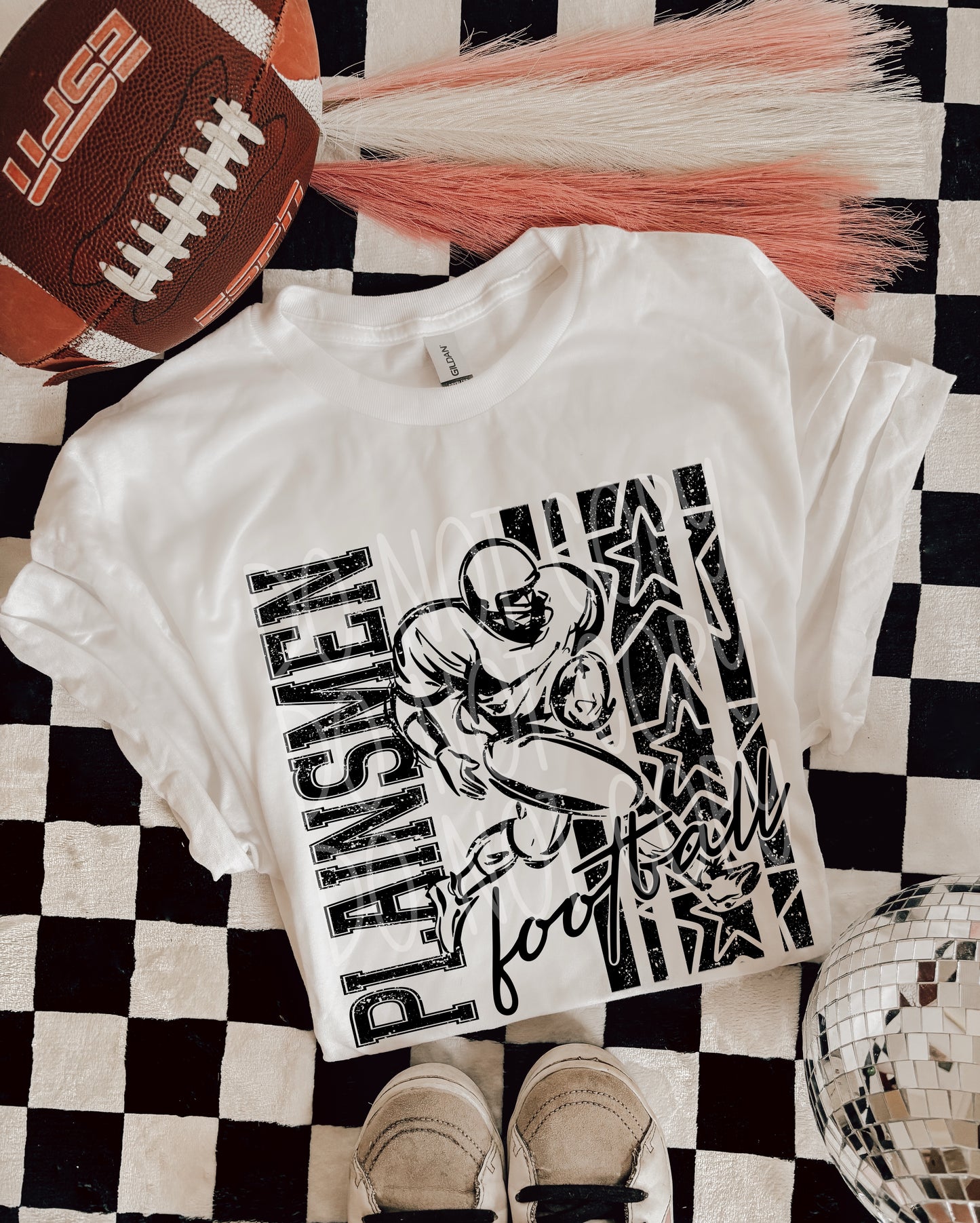Plainview Football DTF Transfer | Distressed Football Player Heat Transfer | Ready to Press Game Day Transfer