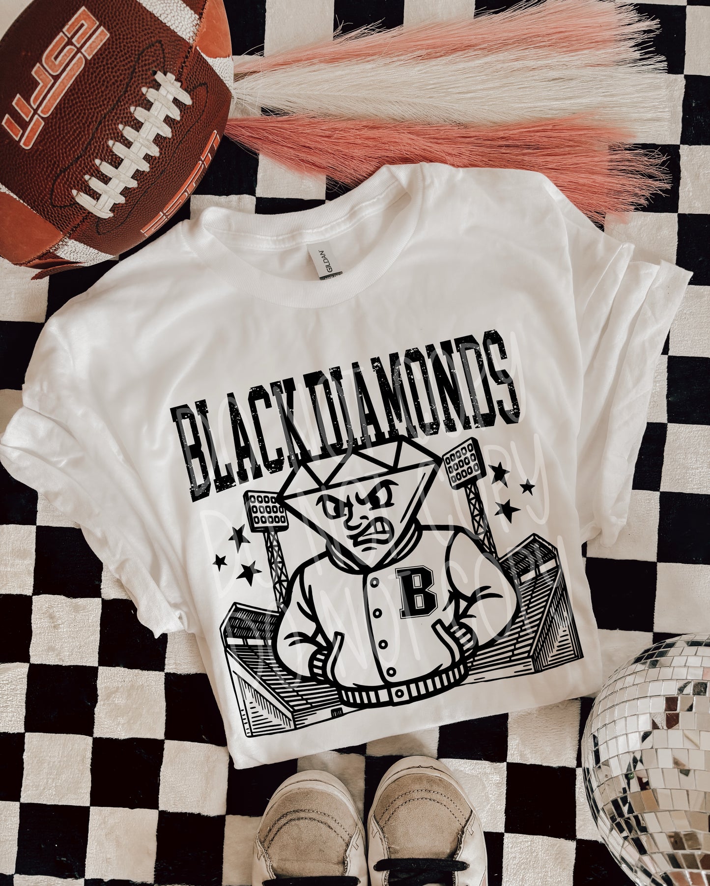 Black Diamonds Letterman Mascot DTF Transfer | Trendy School Spirit DTF Transfer | High Quality Image Transfers | Ready to Press | Instant Peel