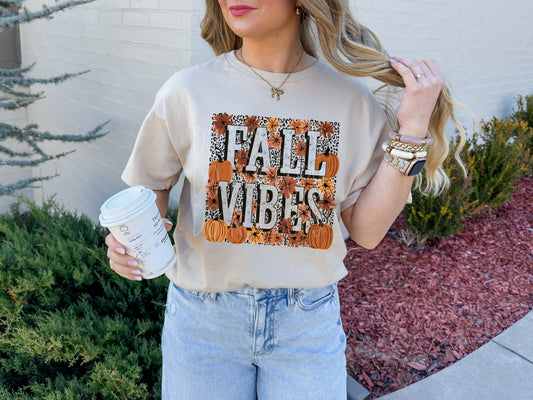 Fall Vibes DTF Transfer | Pumpkin Fall Heat Transfer | Autumn Floral Iron On Transfer | Cozy Season Shirt Transfer