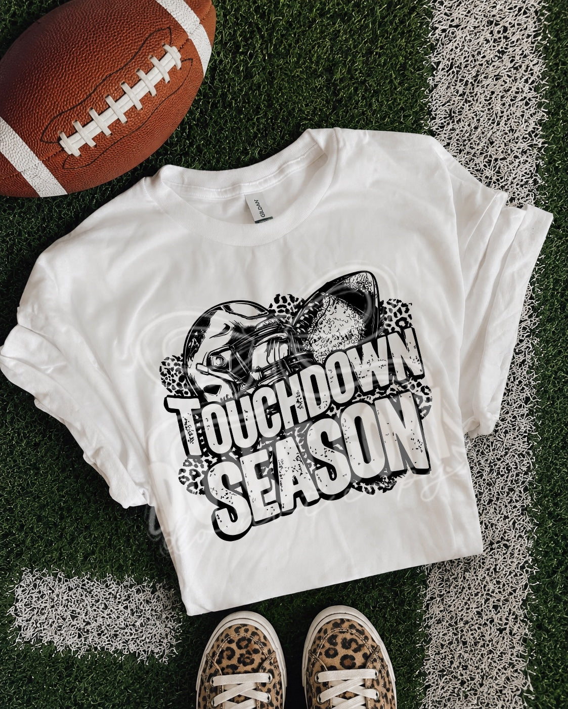 Touchdown Season DTF Transfer | Football Heat Transfer | Game Day Iron On Transfer | Leopard Football Helmet Shirt Transfer