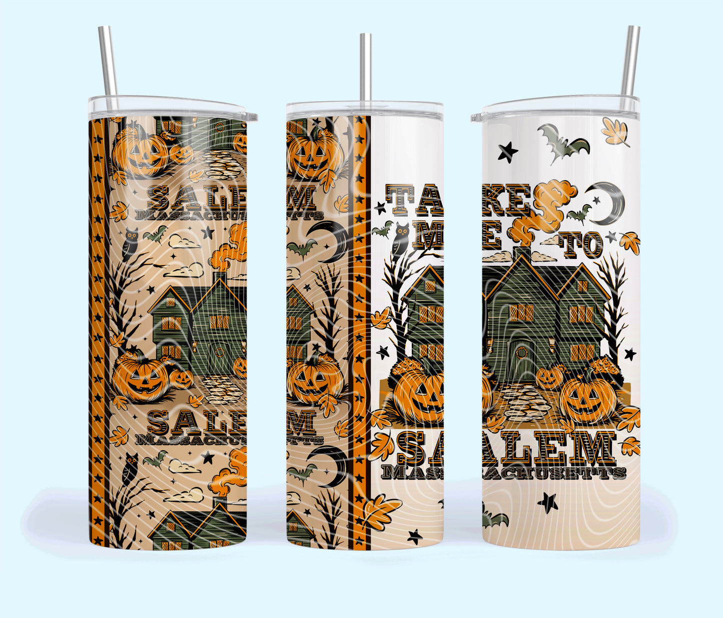 Take Me To Salem Insulated Tumbler with Plastic Lid and Sealed Reusable Straw | Trendy Halloween Cup | Hot/Cold Tumbler